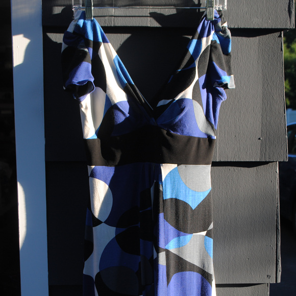 Blck blue wht midi cute dress OCbyOC - Picture 1 of 4